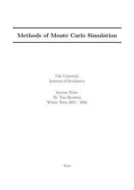 Methods of Monte Carlo Simulation