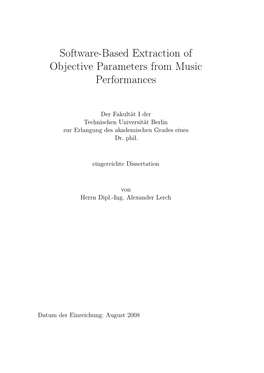 Software-Based Extraction of Objective Parameters from Music Performances