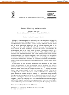 Samuel Eilenberg and Categories