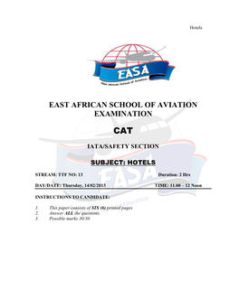 East African School of Aviation Examination