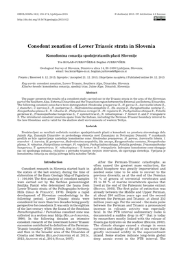 Conodont Zonation of Lower Triassic Strata in Slovenia