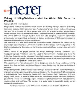 Vekasy of Klingstubbins Co-Led the Winter BIM Forum in Phoenix