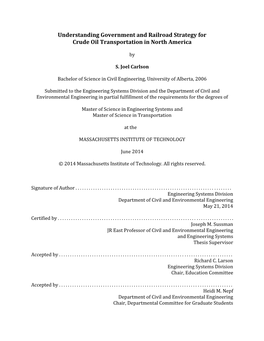 Understanding Government and Railroad Strategy for Crude Oil Transportation in North America