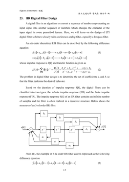 23. IIR Digital Filter Design