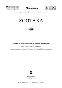 A Review of the Genus Dudaia Hedicke, 1923 (Diptera, Sphaeroceridae)