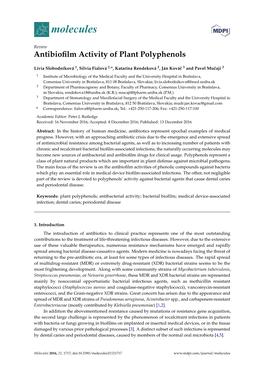 Antibiofilm Activity of Plant Polyphenols