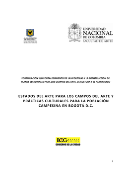 Estados Del Arte Para Los Campos Del Arte Y Prácticas Culturales Para La Población Campesina En Bogotá D.C