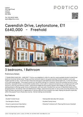 Cavendish Drive, Leytonstone, E11 £640000
