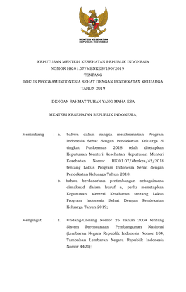 Keputusan Menteri Kesehatan Republik Indonesia