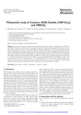 Photometric Study of Centaurs 10199 Chariklo (1997 CU26) and 1999 UG5