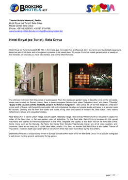 En Ebrochures 33 | Hotel Royal (Ex Turist), Bela Crkva