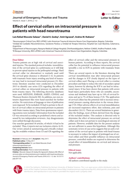 Effect of Cervical Collars on Intracranial Pressure in Patients with Head Neurotrauma