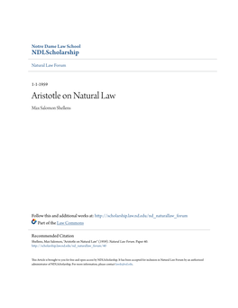 Aristotle on Natural Law Max Salomon Shellens