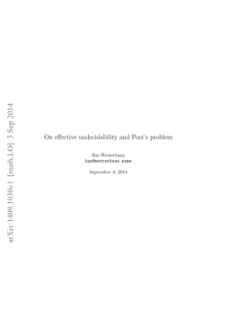 On Effective Undecidability and Post's Problem