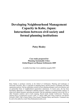 Interactions Between Civil Society and Formal Planning Institutions