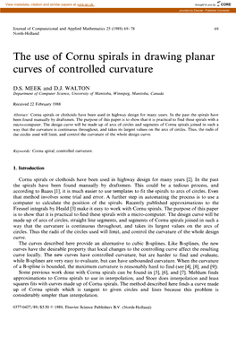 The Use of Cornu Spirals in Drawing Planar Curves of Controlled Curvature