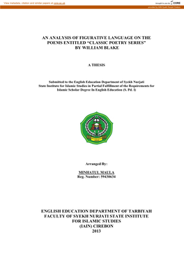 An Analysis of Figurative Language on the Poems Entitled “Classic Poetry Series” by William Blake English Education Departme