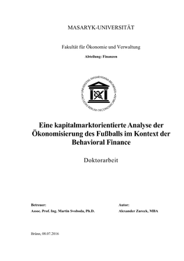 Kritische Analyse Der Ökonomisierung Des Fußballs Im Kontext Der