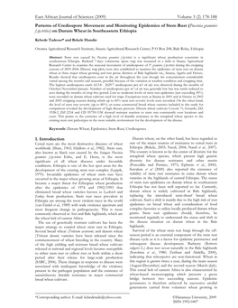 Puccinia Graminis F.Sp.Tritici) on Durum Wheat in Southeastern Ethiopia