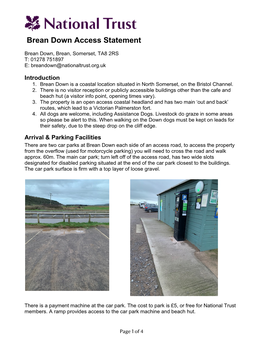 Brean Down Access Statement