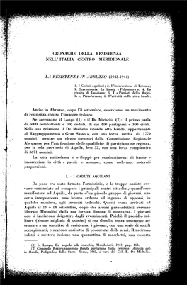 Cronache Della Resistenza Nell' Italia Centro