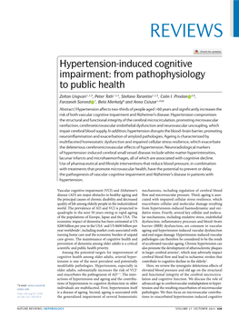 Hypertension-Induced Cognitive Impairment: from Pathophysiology to Public Health