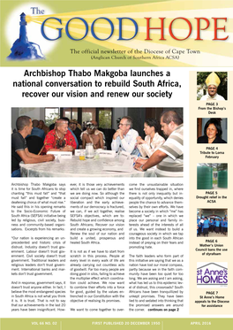 Archbishop Thabo Makgoba Launches a National Conversation to Rebuild South Africa, Recover Our Vision and Renew Our Society