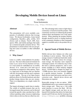 Developing Mobile Devices Based on Linux