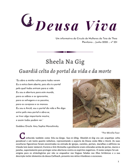 Deusa Sheela Na Gig 5 De Junho, Sexta-Feira, Conexão Às 20H Sugestão: Vestir Saia Ou Vestido De Cor Escura