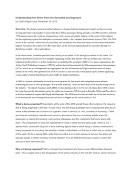 Understanding How Airline Fares Are Generated and Organized by Carlos Miguel Lasa, December 18, 2014