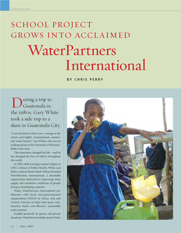 Carolina Public Health |  Features & News School Project Grows Into Acclaimed Waterpartners International