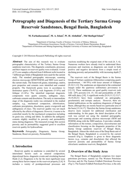 Petrography and Diagenesis of the Tertiary Surma Group Reservoir Sandstones, Bengal Basin, Bangladesh