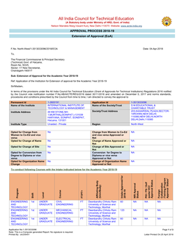 All India Council for Technical Education (A Statutory Body Under Ministry of HRD, Govt