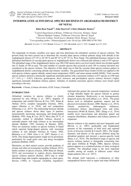 Interpolated Altitudinal Species Richness In