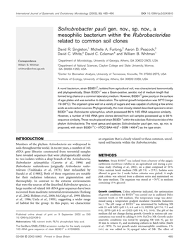 Solirubrobacter Pauli Gen. Nov., Sp. Nov., a Mesophilic Bacterium Within the Rubrobacteridae Related to Common Soil Clones