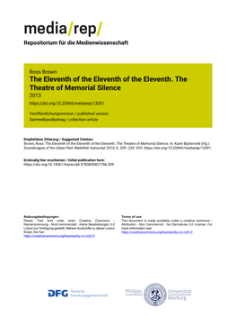 The Eleventh of the Eleventh of the Eleventh. the Theatre of Memorial Silence 2013