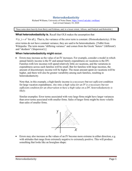 Heteroskedasticity Richard Williams, University of Notre Dame, Last Revised January 10, 2020