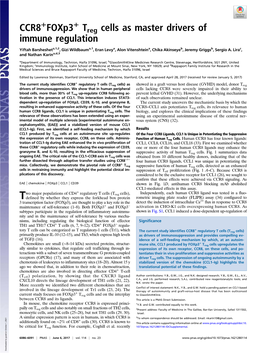 CCR8+Foxp3+ Treg Cells As Master Drivers of Immune Regulation