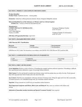 MATERIAL SAFETY DATA SHEET MSDS No