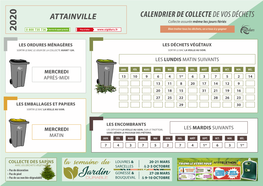 ATTAINVILLE CALENDRIER DE COLLECTE DE VOS DÉCHETS Collecte Assurée Même Les Jours Fériés