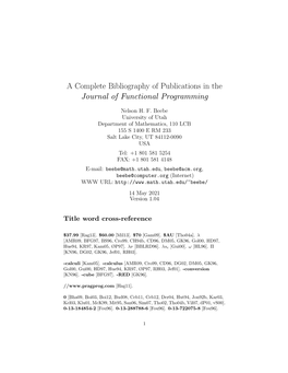 A Complete Bibliography of Publications in the Journal of Functional Programming