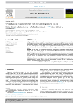 Cytoreductive Surgery for Men with Metastatic Prostate Cancer