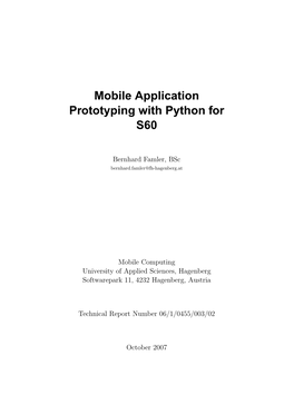 Mobile Application Prototyping with Python for S60
