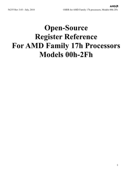 Open-Source Register Reference for AMD Family 17H Processors Models 00H-2Fh
