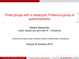 Finite Groups with a Metacyclic Frobenius Group of Automorphisms