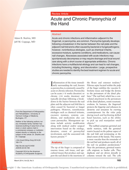Acute and Chronic Paronychia of the Hand