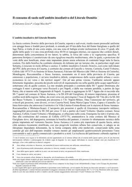 Il Consumo Di Suolo Nell'ambito Insediativo Del Litorale Domitio