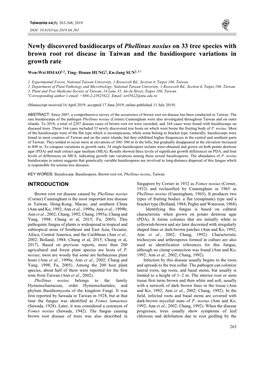 Newly Discovered Basidiocarps of Phellinus Noxius on 33 Tree Species with Brown Root Rot Disease in Taiwan and the Basidiospore Variations in Growth Rate