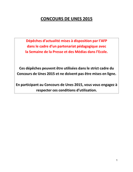 Concours De Unes 2015