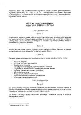 Pravilnik O Unutarnjoj Reviziji U Krapinsko-Zagorskoj Županiji